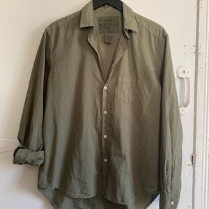 Frank & Eileen Olive Cotton Eileen Blouse Sz Large